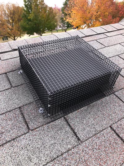 Squirrel guard installation in progress